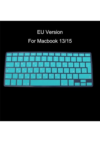 Gök Mavisi Ab Versiyonu Rusça Klavye Silikon Cilt Kapak Apple Macbook Air Pro 13 15 Koruyucu Kapak 8 Renkli (Yurt Dışından)