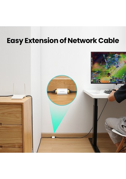 1 Parça Standart Ugreen RJ45 Ethernet Adaptörü 8P8C Dişi Anti-Thunder RJ45 Konnektör Ağ Uzatma Kablosu Adaptörü Ethernet Kablosu (Yurt Dışından)