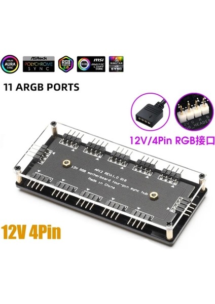 12V 4pin 12V 4pin Rgb Aura Sync 5V 3pin Argb Kablo Ayırıcı Hub Sata 4pin Güç Argb Adaptörü Gıgabyte Msı Asrock Rgb Fan Soğutucu (Yurt Dışından)