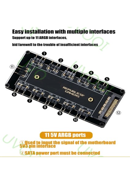 12V 4pin 12V 4pin Rgb Aura Sync 5V 3pin Argb Kablo Ayırıcı Hub Sata 4pin Güç Argb Adaptörü Gıgabyte Msı Asrock Rgb Fan Soğutucu (Yurt Dışından)