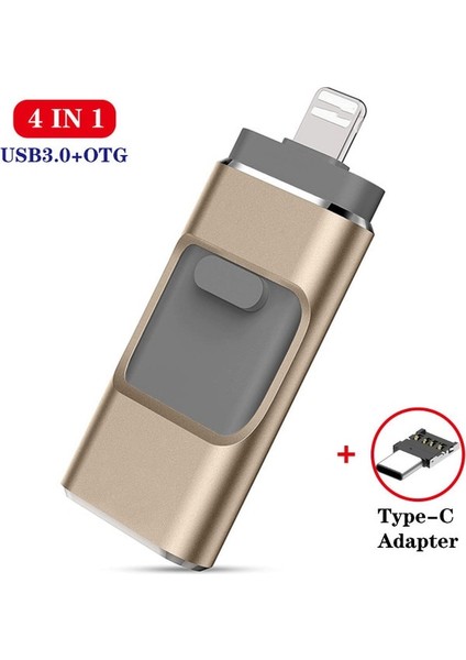 Altın Göndermek Tip C 64 GB USB Flash Sürücü 128G Usb3.0 Pendrive iPhone Xs Için Max x 8 7 6 iPad 8/16/32/64/128 256 GB Memory Stick USB Anahtar Mfi Kalem Sürücü (Yurt Dışından)