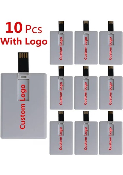 Özel Logo 64GB-10PCS 10PCS Özel Logo Baskı Resim 128MB 4gb 8g 16GB 32G USB Flash Sürücü Kredi Kartı Pendrive Işletme Adı Şekilli USB Bellek Çubuğu (Yurt Dışından)