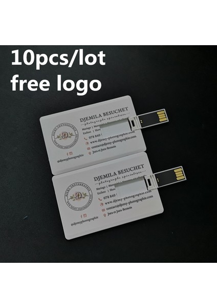 Özel Logo 64GB-10PCS 10PCS Özel Logo Baskı Resim 128MB 4gb 8g 16GB 32G USB Flash Sürücü Kredi Kartı Pendrive Işletme Adı Şekilli USB Bellek Çubuğu (Yurt Dışından) fırsatları
