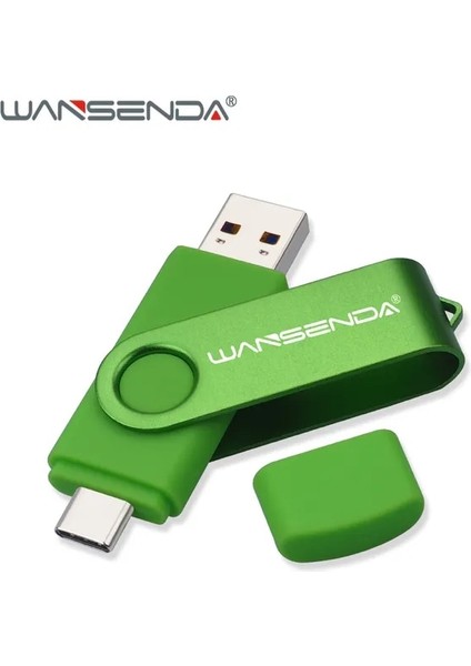 Yeşil 32GB Yeni Wansenda USB 3.0 Tip C USB Flash Sürücü Otg Kalem Sürücü 512GB 256GB 128GB 64GB 32GB 16GB USB Stick 2'si 1 Arada Yüksek Hızlı Pendrive (Yurt Dışından)