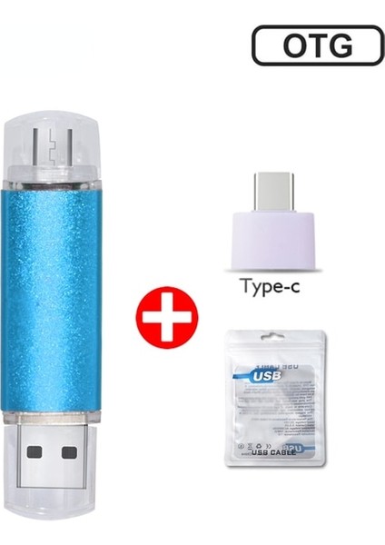 Açık Mavi 128 GB Özel Logo Otg 2.0 USB Flash Sürücü 8g 16 GB 32 GB 64 GB USB Çubuk 128 GB 256 GB Akıllı Telefon/dizüstü Bilgisayar Için Kalem Sürücü Yüksek Hızlı Pendrive (Yurt Dışından)