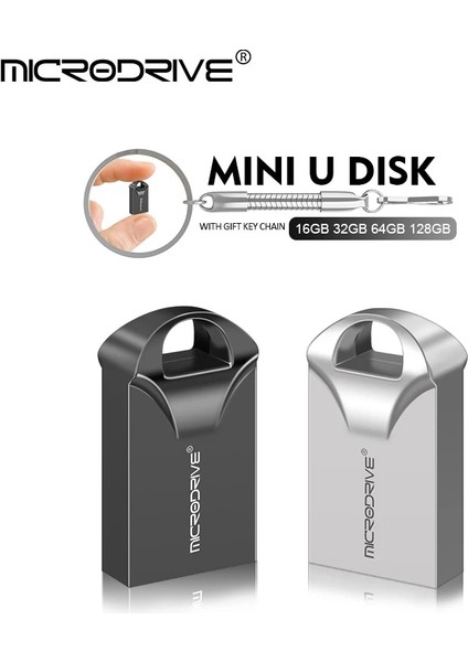 Gümüş 64GB Süper Mini USB Flash Sürücü 32GB Kalem Sürücü 64GB Su Geçirmez Metal Hafıza Çubuğu 128GB Yüksek Hızlı U Disk Flash Sürücü (Yurt Dışından)