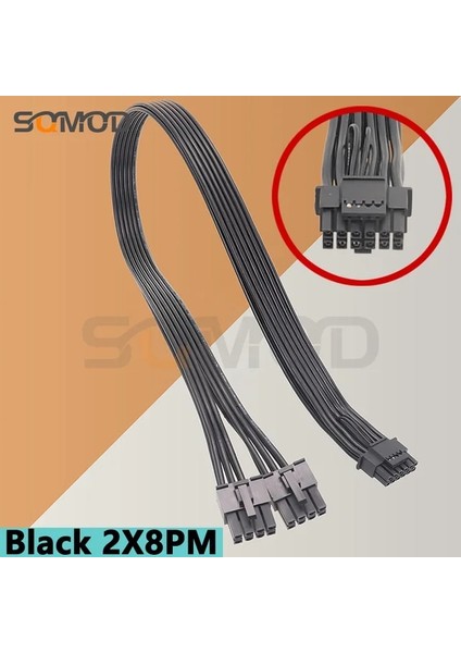 Siyah 2X8PM 40CM Yeni 2 * Cpu 8-Pin'den 16 Pin'e 3* Cpu 8-Pin Erkek Pcı-E 5.0 12VHPWR Rtx 4090 Corsair Psu 16AWG 600W Adaptör Kablosu (Yurt Dışından)