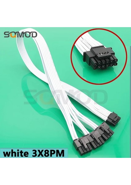 Beyaz 3X8PM 50CM Yeni 2 * Cpu 8-Pin'den 16 Pin'e 3* Cpu 8-Pin Erkek Pcı-E 5.0 12VHPWR Rtx 4090 Corsair Psu 16AWG 600W Adaptör Kablosu (Yurt Dışından)