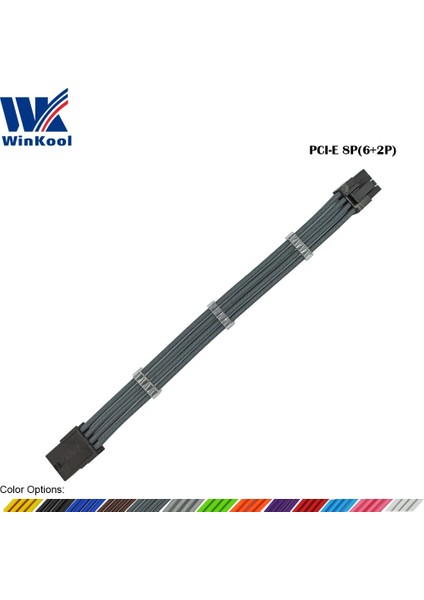 Mavi 200MM Winkool Pcı-E 8pın 18AWG Saf Renk Erkek - Dişi Kol Uzatma Güç Kablosu Dahili Kablo Taraklar Çok Renk Seçenekleri (Yurt Dışından)