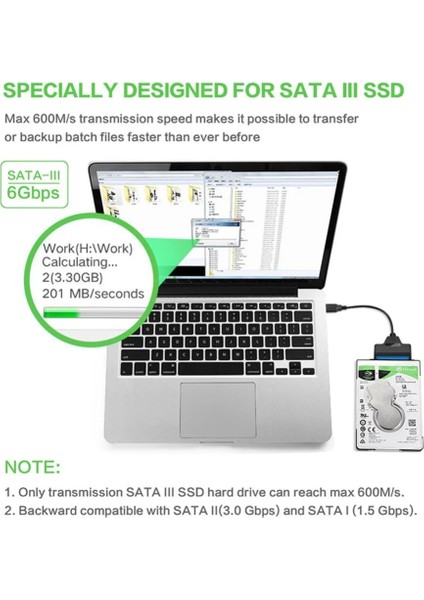 22 cm USB 2.0 Yeni USB Sata 3 Kablo Sata USB 3.0 Adaptörü 6 Gbps'ye Kadar Destek 2.5 Inç Harici SSD HDD Sabit Sürücü 22 Pin Sata Iıı A25 2.0 (Yurt Dışından)