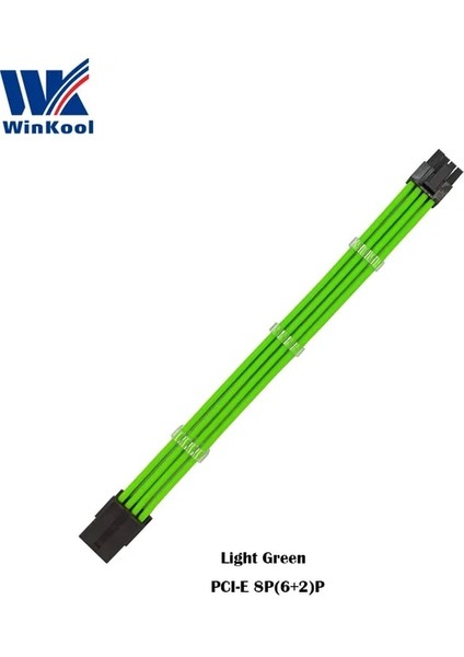 Açık Yeşil 100MM Winkool Pcı-E 8pın 18AWG Saf Renk Erkek - Dişi Kol Uzatma Güç Kablosu Dahili Kablo Taraklar Çok Renk Seçenekleri (Yurt Dışından)