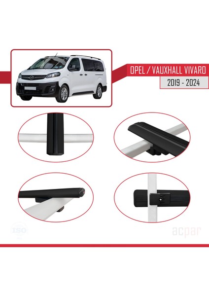 Opel / Vauxhall Vivaro 2019 ve Sonrası ile Uyumlu Basıc Model Ara Atkı Tavan Barı Siyah 3 Adet