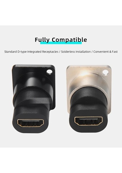 Ahdmı-A-B Avssz D Tipi HDMI 2.0 Soket Adaptörü 4K Hd Düz 90° Sağ Açı Dişi Yerleştirme Dönüştürücü Koltuk Şasi Ses Video Konektörü (Yurt Dışından)