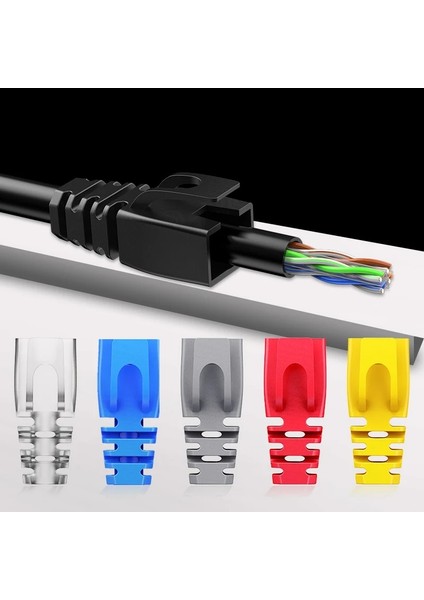 6.5mm Şeffaf 30 Adet Ampcom RJ45 Ethernet Ağ Kablosu Gerginlik Giderici Botlar Kablo Konektörü Fiş Kapakları Cat8 Cat7 CAT6A Cat6 CAT5E Cat5 (Yurt Dışından)
