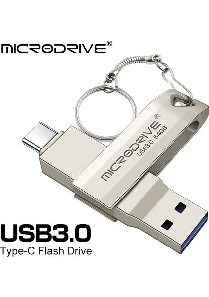 Gümüş 128GB C Tipi USB Flash Sürücü Otg 2 In 1 USB Stick 3.0 128GB Kalem Sürücü 64GB 256GB 512GB Pendrive Bellek Diski (Yurt Dışından)