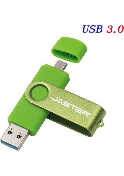 Yeşil 64GB Jaster USB 3.0 Otg Metal USB Flash Sürücü Pendrive 16GB 32GB 64GB 128GB Anahtar USB Sopa Kalem Sürücü Flaş (Yurt Dışından)