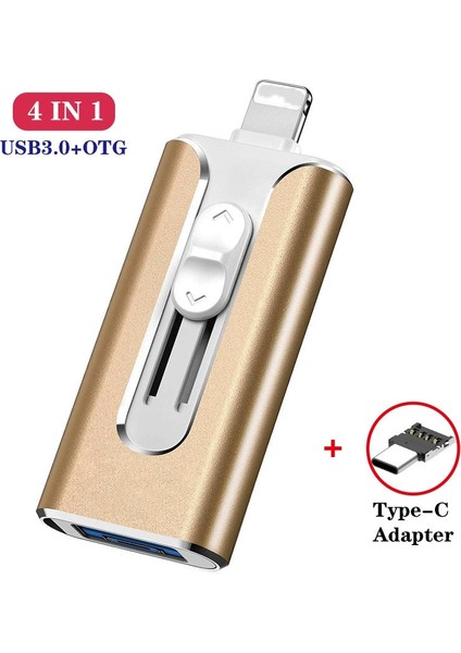 Siyah Gönderme Tip C 256 GB 4 In 1 Metal USB Flashdrive 128 GB Otg Sürücü 32 GB 64 GB USB 3.0 Flash Disk iPhone 11 Pro/xr/xs Max USB Bellek Çubuğu 256 GB 512G (Yurt Dışından)