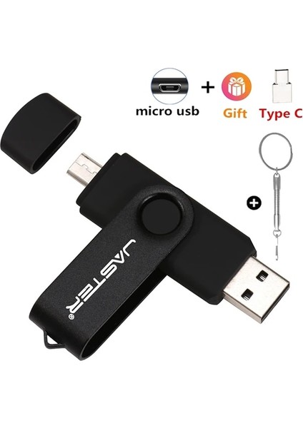 Siyah 64 GB Jaster 3 In 1 USB Flash Sürücü Type-C Adaptörleri Hediyeler Kalem Sürücü Otg Memory Stick U Disk Android Smartphone Pc Için 16G 32G 64 GB (Yurt Dışından)