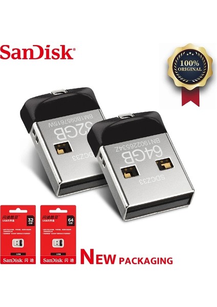 64GB 100% Orijinal Sandisk Süper Mini USB Flash Sürücü 64GB Usb2.0 Cruzer Fit CZ33 Kalem Sürücü 32GB Memory Stick 16GB 128GB 8gb Pendrive (Yurt Dışından) fiyatları