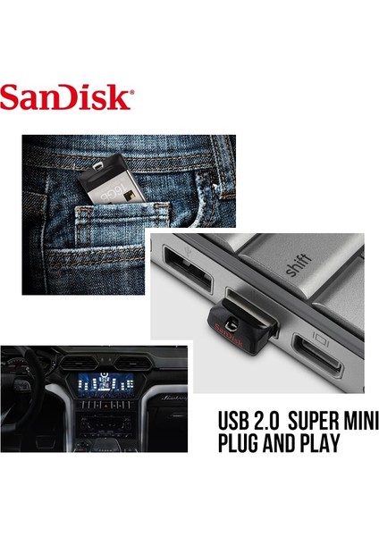 64GB 100% Orijinal Sandisk Süper Mini USB Flash Sürücü 64GB Usb2.0 Cruzer Fit CZ33 Kalem Sürücü 32GB Memory Stick 16GB 128GB 8gb Pendrive (Yurt Dışından) fırsatları