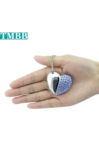16 GB Metal Sevgi Dolu Kalp Kristal Kolye 128G USB Flash Sürücüler Başparmak Pendrive U Disk 4 GB 8 GB 16 GB 32 GB 64 GB USB Yaratıcı Hafıza Çubuğu (Yurt Dışından)