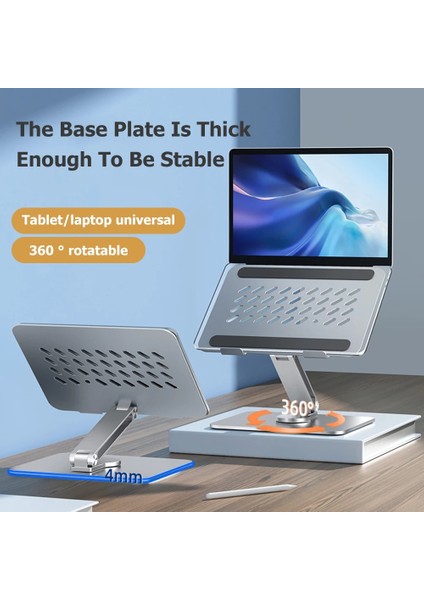 Tip C Gri Alüminyum Alaşımlı Dizüstü Bilgisayar Tutucu 360 Dönen Soğutma Braketi Ayarlanabilir Katlanabilir Soğutma Braketi Desteği MacBook iPad Için Kaymaz (Yurt Dışından)