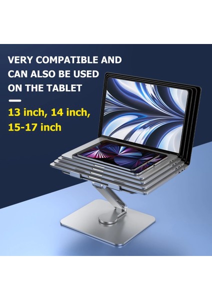 Tip C Gri Alüminyum Alaşımlı Dizüstü Bilgisayar Tutucu 360 Dönen Soğutma Braketi Ayarlanabilir Katlanabilir Soğutma Braketi Desteği MacBook iPad Için Kaymaz (Yurt Dışından)