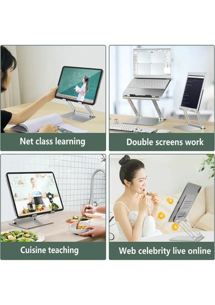 H06-GRI (Döndürme) Dizüstü Bilgisayar Sehpası Dizüstü Tutucu Braketi Katlanabilir Alüminyum Alaşımlı Yükseklik Artırma Soğutma Dizüstü Bilgisayar Tutucu Braketi (Yurt Dışından) fırsatları