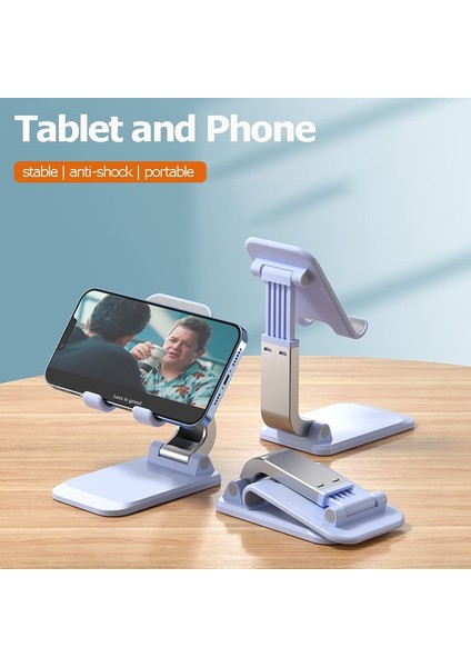 Q7 Mavi 2023 Yenı Katlanabilir Masa Tutucu Telefon Tablet Için Taşınabilir Cep Telefonu Standı Desteği iPad Masa Sahipleri Kaymaz Tablet Tutucu (Yurt Dışından)