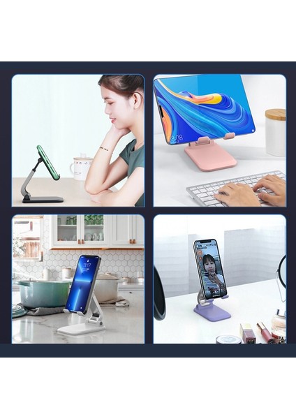 Q7 Mavi 2023 Yenı Katlanabilir Masa Tutucu Telefon Tablet Için Taşınabilir Cep Telefonu Standı Desteği iPad Masa Sahipleri Kaymaz Tablet Tutucu (Yurt Dışından)