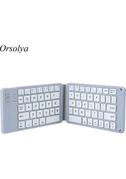 Beyaz ve Gümüş Mini Katlanır Bluetooth Klavye Şarj Edilebilir Kablosuz Klavye Taşınabilir, Mac/ios, Windows, Android Akıllı Telefon, Tablet, Dizüstü Bilgisayar Için (Yurt Dışından)
