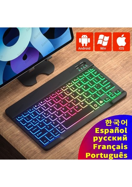 Ispanyolca Beyaz iPad Klavye Arkadan Aydınlatmalı Kablosuz Klavye Bluetooth Uyumlu Samsung Xiaomi Huawei Apple Telefon Dizüstü Tablet Klavye (Yurt Dışından) fiyatları