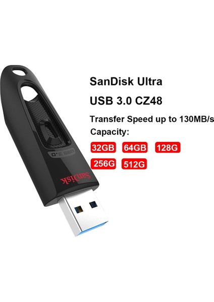 SDCZ48 256 GB Sandisk Ultra USB 3.0 Flash Sürücü SDCZ48 32G 64G 128G 256G Kalem Sürücü 130 Mb/s'ye Kadar USB Sopa Masaüstü Dizüstü Pc Için Pendrive (Yurt Dışından) fırsatları