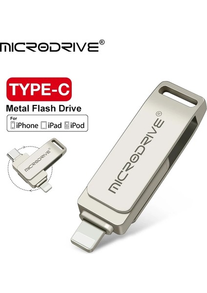 Gümüş 64GB Type-C iPhone 2'si 1 Arada 64GB 128GB Arayüz Pendrive Için iPhone / iPad / Huawei Için iPhone Flash Sürücüsü (Yurt Dışından)
