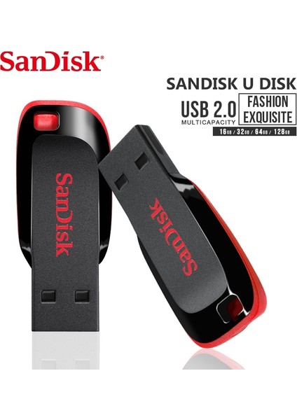 Siyah 64GB Orijinal Sandisk CZ50 Ultra Shift USB 2.0 Flash Disk 128GB 64GB 32GB 16GB Mini Anahtar Pendrive Siyah Flash Sürücü Memory Stick (Yurt Dışından)