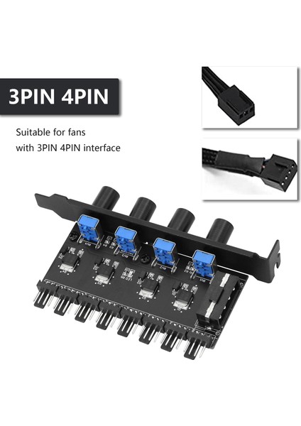 Mavi 12V Soğutma Fanı Hub Kolay Kurulum 1 Ila 3 8 Yollu Pc Kasa 4pin 3pin Hız Kontrol Cihazı Pratik Regülatör Splitter Bilgisayar Btc Için (Yurt Dışından)