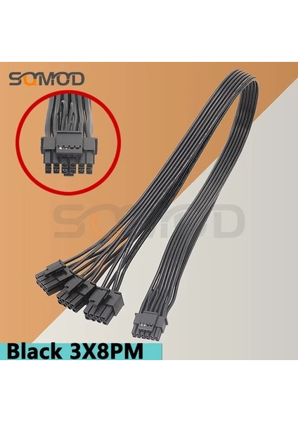 Siyah 3X8PM 50CM Yeni 2 * Cpu 8-Pin'den 16 Pin'e 3* Cpu 8-Pin Erkek Pcı-E 5.0 12VHPWR Rtx 4090 Corsair Psu 16AWG 600W Adaptör Kablosu (Yurt Dışından)