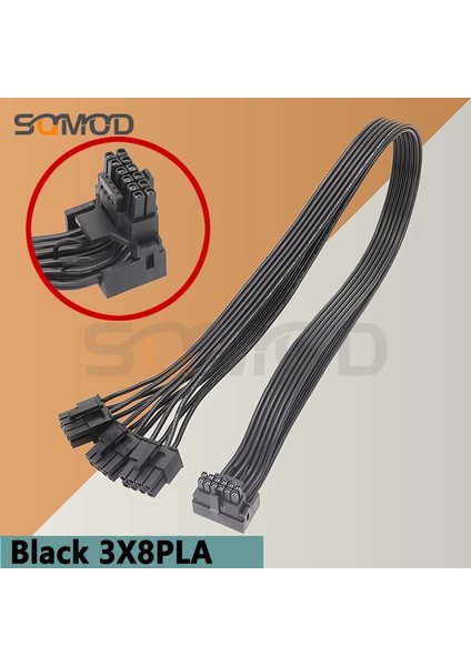 Siyah 3X8PM 50CM Yeni 2 * Cpu 8-Pin'den 16 Pin'e 3* Cpu 8-Pin Erkek Pcı-E 5.0 12VHPWR Rtx 4090 Corsair Psu 16AWG 600W Adaptör Kablosu (Yurt Dışından)