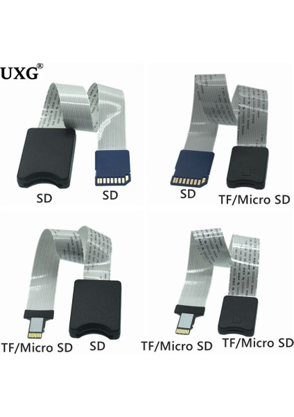 Sd-Tf 25CM 10CM 25CM 48CM 60CM Sd Kart Dişi Tf Mikro Sd Erkek Sd'den Sd'ye Tf Tf'ye Esnek Kart Uzatma Kablosu Genişletici Adaptör Okuyucu (Yurt Dışından)