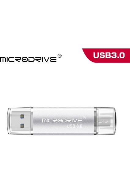 Gümüş 32GB Yüksek Hızlı USB 3.0 Flash Sürücüler 128GB 64GB 32GB 16GB USB Memory Stick Otg Harici Depolama Çift Uygulama Mikro Ücretsiz Adaptör (Yurt Dışından)