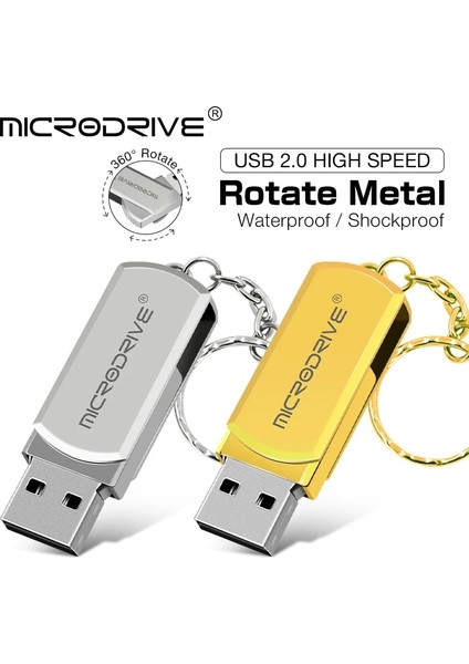Altın 128 GB USB Flash Sürücü Mini Metal Usb2.0 Kalem Sürücü 32 GB 64 GB 128 Gbusb Sopa Pendrive Yüksek Hızlı U Disk Cle USB Hediye Özelleştirilmiş (Yurt Dışından) modelleri