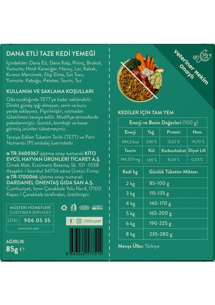 Fresh Dana Etli Kedi Yemeği 85 gr