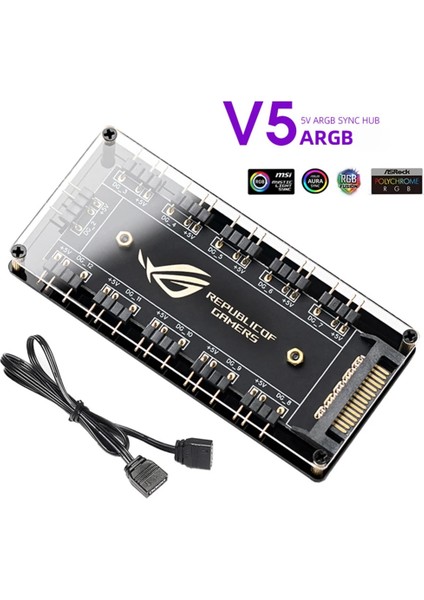 Sata Rgb Fan Hub Argb Kablo Ayırıcı Hub Adaptörü Bilgisayar Masaüstü Bilgisayar Aksesuarları 10-In-1 Asus/msı/gıgabyte/asrock Anakartlar Için (Yurt Dışından)