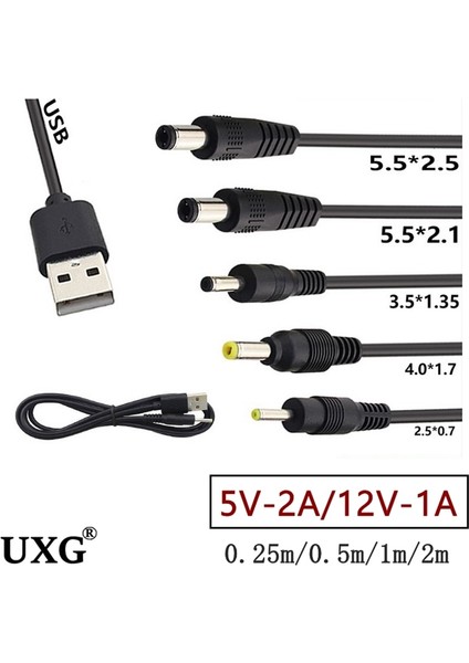 2.5x0.7mm 2m 2m 1m 0.5m USB Bağlantı Noktası 2.0*0.6mm 2.5*0.7mm 3.5*1.35MM 4.0*1.7mm 5.5*2.1mm 2.5mm x 0.7mm 5V Dc Varil Jack Güç Kablosu Konektörü (Yurt Dışından) fiyatları