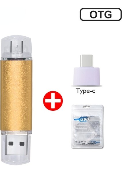 Sarı 64GB Özel Logo Otg 2.0 USB Flash Sürücü 8g 16GB 32GB 64GB USB Stick 128GB 256GB Akıllı Telefon/dizüstü Bilgisayar Için Kalem Sürücü Yüksek Hızlı Pendrive (Yurt Dışından)