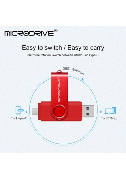 Siyah 128GB Tip-C Otg USB 2.0 Flash Sürücü 64GB 32GB Kalem Sürücü Akıllı Telefon Belleği Mini USB Çubuk Tip - C Çift Çift Fiş (Yurt Dışından)