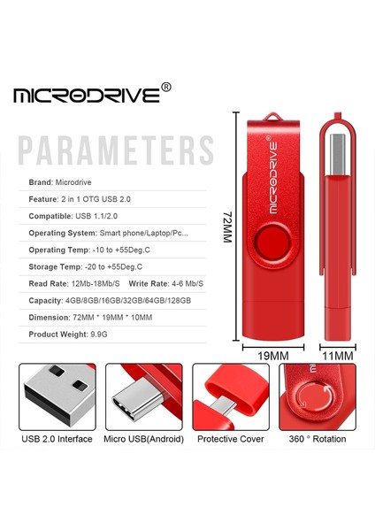 Siyah 128GB Tip-C Otg USB 2.0 Flash Sürücü 64GB 32GB Kalem Sürücü Akıllı Telefon Belleği Mini USB Çubuk Tip - C Çift Çift Fiş (Yurt Dışından)