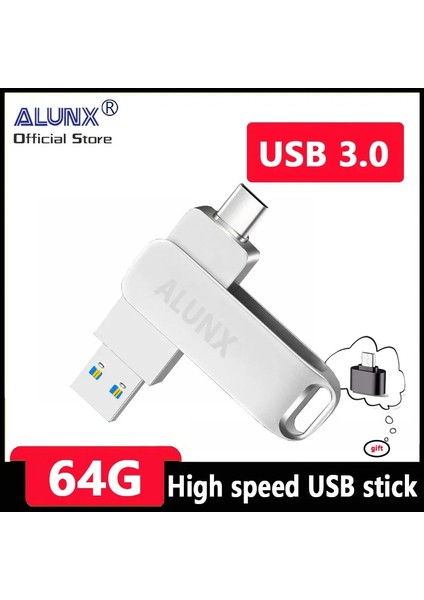 3.0 OTG-16G Alunx 100% Orijinal Pendrive Otg Tip-C USB 3.0 512GB 32GB 64GB Metal USB Flash Sürücü 128GB Kalem Sürücü 256 GB 8gb USB Stick 16 GB (Yurt Dışından)