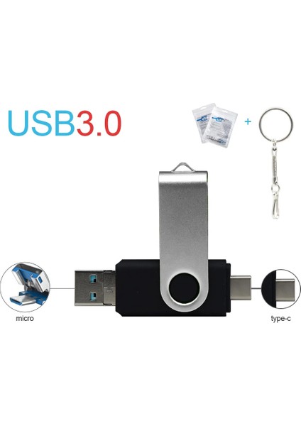 Sarı Usb3.0 64 GB 3 In 1 Otg USB Flash Sürücü Usb3.0 Tip-C Mikro USB Pendrive 512G 256G Bellek USB Sopa Kalem Sürücü 32 GB 64 GB 128 GB U Disk (Yurt Dışından)