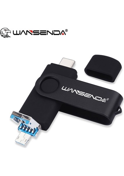 Siyah 32GB Wansenda USB Tip C USB 3.0 Flash Sürücü Kalem Sürücü 512GB 256GB 128GB 64GB 32GB Yüksek Hızlı Pendrive USB C Microusb Bellek Çubuğu (Yurt Dışından)